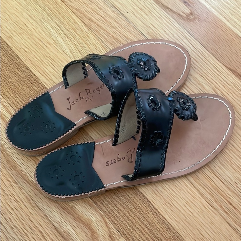 Jack Rogers Black Floral Sandals
